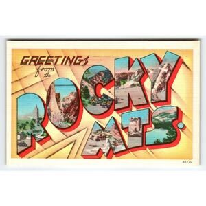 Vintage Greetings from Rocky Mt's Colorado Linen Postcard by Elmer C. Clark